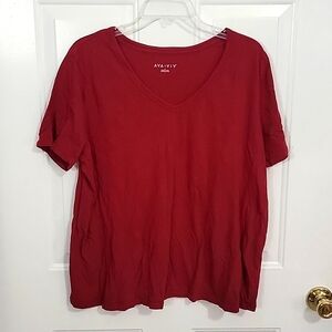 Ava & Viv Basic Red Top - 1X